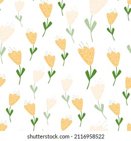 little flower seamless pattern. Vintage nature graphic. Repeated texture in doodle style for fabric, wrapping paper, wallpaper, tissue. Vector illustration.