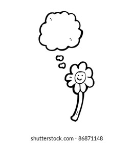 pequeña flor con burbuja de pensamiento