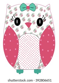 little flowers and dots owl