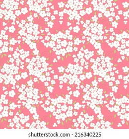 little flowers and  leaves seamless pattern