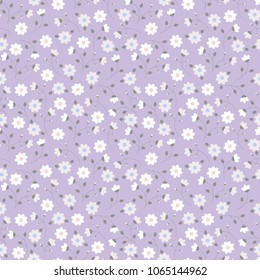 Little flowers pattern for design  fabric, wrapping, wallpaper, paper. Traditional floral texture. Cute floral background.