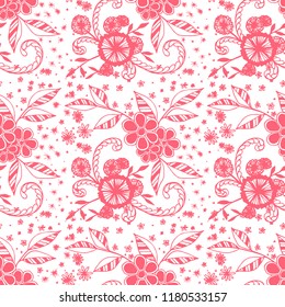 Little Flowers. Seamless Pattern in Country Style. Summer Floral Texture with Hand Drawn Doodles. Small Natural Rapport for Fabric, Cloth, Paper. Vector Seamless Background with Wild Flowers.
