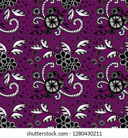 Little Flowers. Seamless Pattern in Country Style. Autumn Floral Texture with Hand Drawn Doodles. Small Natural Rapport for Chintz, Cotton, Calico. Vector Seamless Background with Wild Flowers.