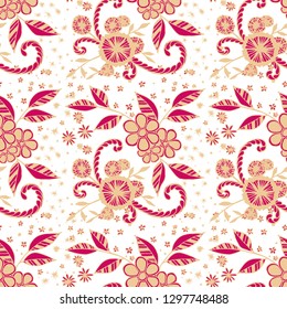 Little Flowers. Seamless Pattern in Country Style. Summer Floral Texture with Hand Drawn Doodles. Small Natural Rapport for Chintz, Linen, Textile. Vector Seamless Background with Wild Flowers.