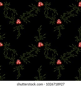 Little Flowers. Seamless Pattern with Cute Daisy Flowers. Feminine Rapport for Linen, Textile, Wallpaper in Trendy Country Style. Colorful Seamless Pattern with Tiny Flowers. Vector Background.