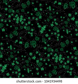 Little Flowers. Seamless Pattern with Cute Daisy Flowers and Pansies. Girlie Texture in Country Style for Linen, Textile, Chintz. Vector Spring Rapport.