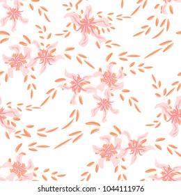 Little Flowers. Seamless Pattern with Cute Daisy Flowers and Pansies. Trendy Texture in Country Style for Curtains, Print, Textile. Vector Spring Rapport.