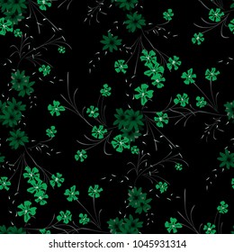 Little Flowers. Seamless Pattern with Cute Daisy Flowers and Pansies. Pretty Texture in Country Style for Fabric, Calico, Paper. Vector Spring Rapport.