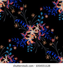 Little Flowers. Seamless Pattern with Cute Wildflowers. Girlie Natural Background in Rustic Style with Small Blossoms of Daisy Flowers. Vector Ditsy Pattern for Wallpaper, Linen. Floral Texture