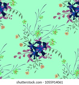 Little Flowers. Seamless Pattern with Cute Wildflowers. Girlie Natural Background in Rustic Style with Small Blossoms of Daisy Flowers. Vector Ditsy Pattern for Paper, Textile. Floral Texture