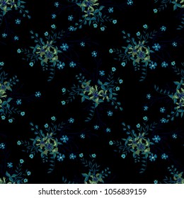Little Flowers. Seamless Pattern with Cute Wildflowers. Girlie Natural Background in Rustic Style with Small Blossoms of Daisy Flowers. Vector Ditsy Pattern for Paper, Textile. Floral Texture