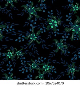 Little Flowers. Seamless Pattern with Cute Daisy Flowers and Pansies. Pretty Texture in Country Style for Fabric, Calico, Paper. Vector Spring Rapport.