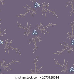 Little Flowers. Seamless Pattern with Cute Daisy Flowers. Feminine Rapport for Linen, Textile, Wallpaper in Trendy Rustic Style. Colorful Seamless Pattern with Tiny Flowers. Vector Background.