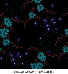 Little Flowers. Seamless Pattern with Cute Daisy Flowers and Pansies. Trendy Texture in Country Style for Curtains, Calico, Textile. Vector Spring Rapport.