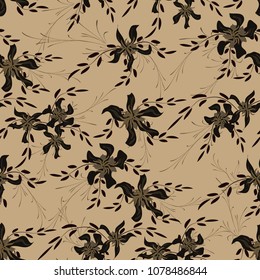 Little Flowers. Seamless Pattern with Cute Daisy Flowers and Pansies. Delicate Texture in Liberty Style for Cloth, Textile, Wallpaper. Vector Spring Rapport.