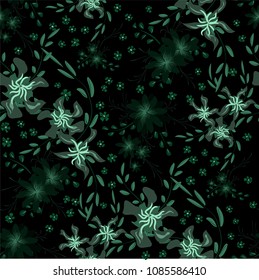 Little Flowers. Seamless Pattern with Cute Daisy Flowers and Pansies. Delicate Texture in Liberty Style for Linen, Textile, Chintz. Vector Spring Rapport.