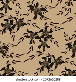 Little Flowers. Seamless Pattern with Cute Daisy Flowers and Pansies. Delicate Texture in Country Style for Fabric, Print, Textile. Vector Spring Rapport.