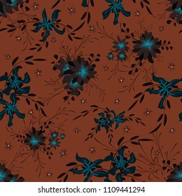 Little Flowers. Seamless Pattern with Cute Daisy Flowers and Pansies. Pretty Texture in Country Style for Curtains, Calico, Paper. Vector Spring Rapport.
