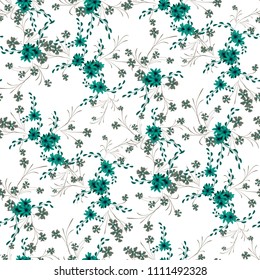 Little Flowers. Seamless Pattern with Cute Daisy Flowers and Pansies. Delicate Texture in Country Style for Curtains, Calico, Paper. Vector Spring Rapport.