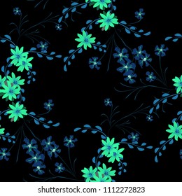 Little Flowers. Seamless Pattern with Cute Daisy Flowers and Pansies. Trendy Texture in Liberty Style for Fabric, Print, Textile. Vector Spring Rapport.