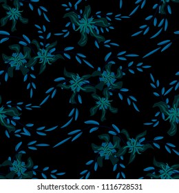 Little Flowers. Seamless Pattern with Cute Daisy Flowers and Pansies. Trendy Texture in Rustic Style for Fabric, Calico, Paper. Vector Spring Rapport.