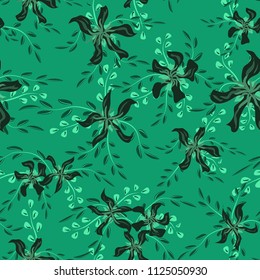 Little Flowers. Seamless Pattern with Cute Daisy Flowers and Pansies. Girlie Texture in Rustic Style for Cloth, Textile, Wallpaper. Vector Spring Rapport.
