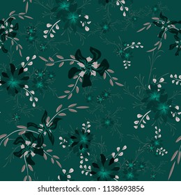 Little Flowers. Seamless Pattern with Cute Daisy Flowers and Pansies. Pretty Texture in Liberty Style for Curtains, Calico, Paper. Vector Spring Rapport.