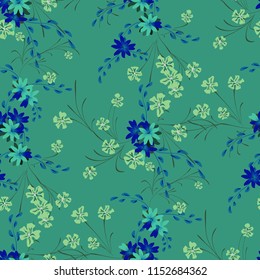 Little Flowers. Seamless Pattern with Cute Daisy Flowers and Pansies. Pretty Texture in Liberty Style for Fabric, Calico, Chintz. Vector Spring Rapport.