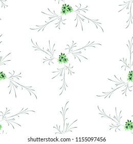 Little Flowers. Seamless Pattern with Cute Daisy Flowers. Feminine Rapport for Linen, Textile, Fabric in Trendy Liberty Style. Colorful Seamless Pattern with Tiny Flowers. Vector Background.