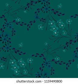 Little Flowers. Seamless Pattern with Cute Daisy Flowers and Pansies. Trendy Texture in Country Style for Curtains, Print, Textile. Vector Spring Rapport.