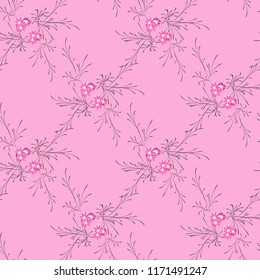 Little Flowers. Seamless Pattern with Cute Daisy Flowers. Feminine Rapport for Linen, Textile, Wallpaper in Trendy Liberty Style. Colorful Seamless Pattern with Tiny Flowers. Vector Background.