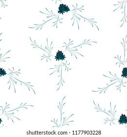 Little Flowers. Seamless Pattern with Cute Daisy Flowers. Feminine Rapport for Textile, Fabric, Wallpaper in Trendy Liberty Style. Colorful Seamless Pattern with Tiny Flowers. Vector Background.