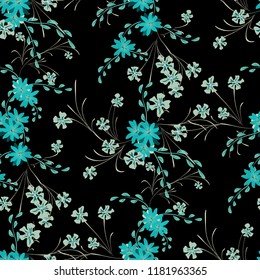 Little Flowers. Seamless Pattern with Cute Daisy Flowers and Pansies. Delicate Texture in Country Style for Curtains, Calico, Textile. Vector Spring Rapport.