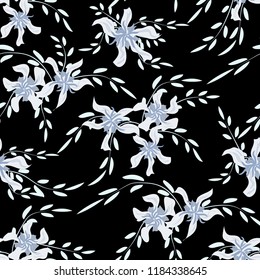 Little Flowers. Seamless Pattern with Cute Daisy Flowers and Pansies. Girlie Texture in Rustic Style for Fabric, Calico, Paper. Vector Spring Rapport.