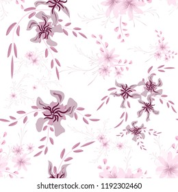 Little Flowers. Seamless Pattern with Cute Daisy Flowers and Pansies. Pretty Texture in Country Style for Linen, Calico, Chintz. Vector Spring Rapport.