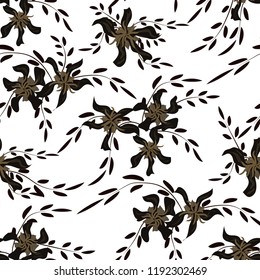 Little Flowers. Seamless Pattern with Cute Daisy Flowers and Pansies. Delicate Texture in Liberty Style for Linen, Textile, Wallpaper. Vector Spring Rapport.