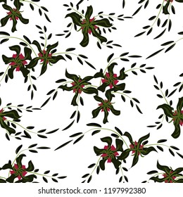 Little Flowers. Seamless Pattern with Cute Daisy Flowers and Pansies. Girlie Texture in Country Style for Curtains, Calico, Paper. Vector Spring Rapport.
