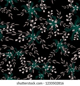 Little Flowers. Seamless Pattern with Cute Daisy Flowers and Pansies. Feminine Texture in Country Style for Curtains, Calico, Paper. Vector Spring Rapport.