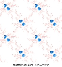 Little Flowers. Seamless Pattern with Cute Daisy Flowers. Feminine Rapport for Textile, Fabric, Wallpaper in Trendy Liberty Style. Colorful Seamless Pattern with Tiny Flowers. Vector Background.