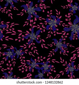 Little Flowers. Seamless Pattern with Cute Daisy Flowers and Pansies. Feminine Texture in Country Style for Curtains, Calico, Paper. Vector Spring Rapport.