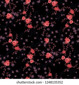 Little Flowers. Seamless Pattern with Cute Daisy Flowers and Pansies. Trendy Texture in Country Style for Curtains, Print, Textile. Vector Spring Rapport.