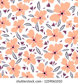 Little flowers. Seamless pattern with cute flowers. Delicate texture