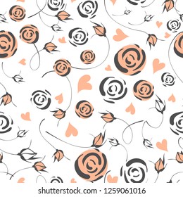 Little flowers. Seamless pattern with cute flowers. Delicate texture