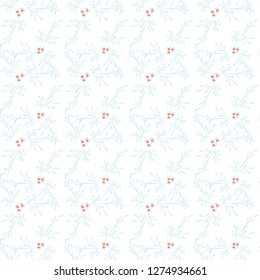 Little Flowers. Seamless Pattern with Cute Daisy Flowers. Feminine Rapport for Linen, Textile, Fabric in Trendy Rustic Style. Colorful Seamless Pattern with Tiny Flowers. Vector Background.