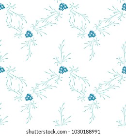 Little Flowers. Seamless Pattern with Delicate Daisy Flowers. Feminine Rapport for Linen, Textile, Wallpaper in Trendy Rustic Style. Colorful Seamless Pattern with Tiny Flowers. Vector Background.