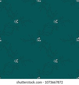 Little Flowers. Seamless Pattern with Delicate Daisy Flowers. Feminine Rapport for Linen, Textile, Wallpaper in Trendy Liberty Style. Colorful Seamless Pattern with Tiny Flowers. Vector Background.