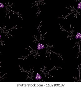 Little Flowers. Seamless Pattern with Delicate Daisy Flowers. Feminine Rapport for Textile, Fabric, Wallpaper in Trendy Country Style. Colorful Seamless Pattern with Tiny Flowers. Vector Background.