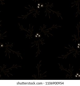 Little Flowers. Seamless Pattern with Delicate Daisy Flowers. Feminine Rapport for Linen, Fabric, Wallpaper in Trendy Liberty Style. Colorful Seamless Pattern with Tiny Flowers. Vector Background.