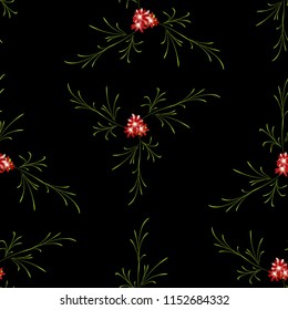 Little Flowers. Seamless Pattern with Delicate Daisy Flowers. Feminine Rapport for Linen, Textile, Fabric in Trendy Liberty Style. Colorful Seamless Pattern with Tiny Flowers. Vector Background.