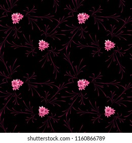Little Flowers. Seamless Pattern with Delicate Daisy Flowers. Feminine Rapport for Linen, Textile, Fabric in Trendy Rustic Style. Colorful Seamless Pattern with Tiny Flowers. Vector Background.